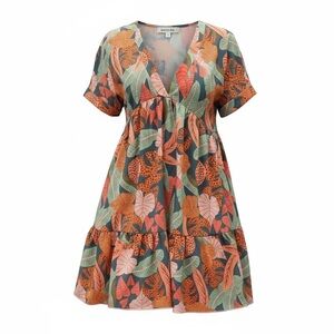 SHEIN Multicolor Leaf Print Dress
